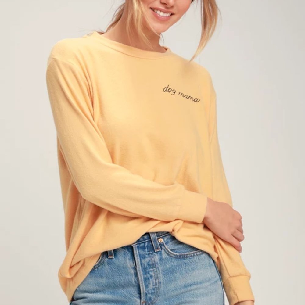 Lulu's Mustard Yellow "Dog Mama" Sweater - Medium